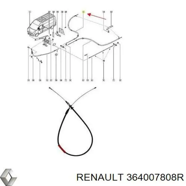 Купити 364007808R Renault (RVI) Трос ручного гальма задній, правий/лівий