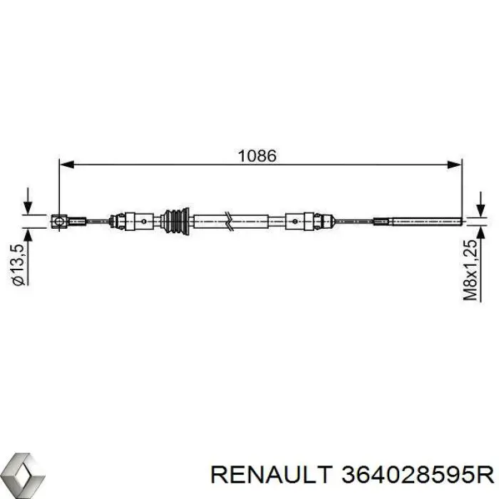 364028595R Renault (RVI) трос ручного гальма передній