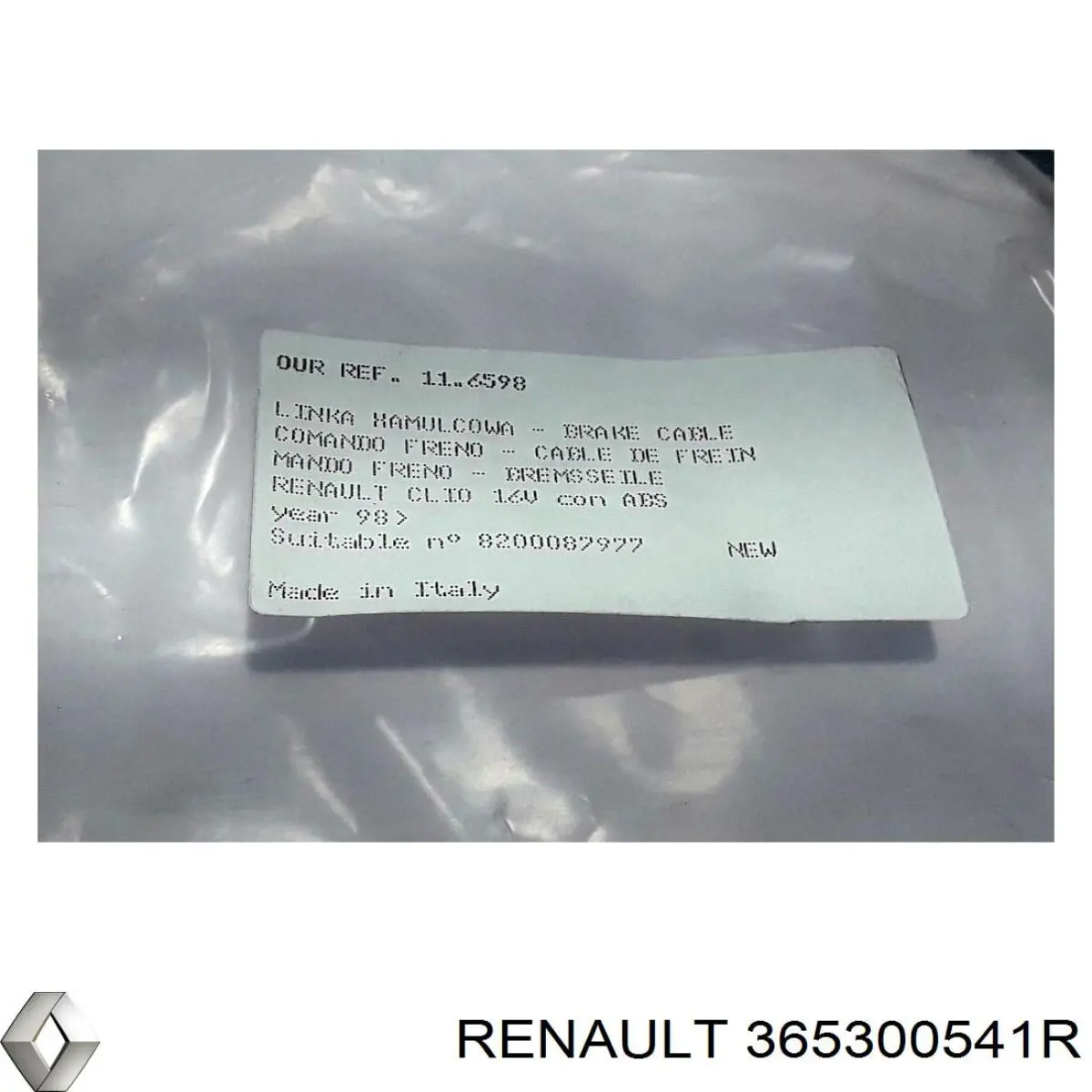 Трос стоянкового гальма задній лівий Renault (RVI) 365300541R ціна, від 9.79 USD
