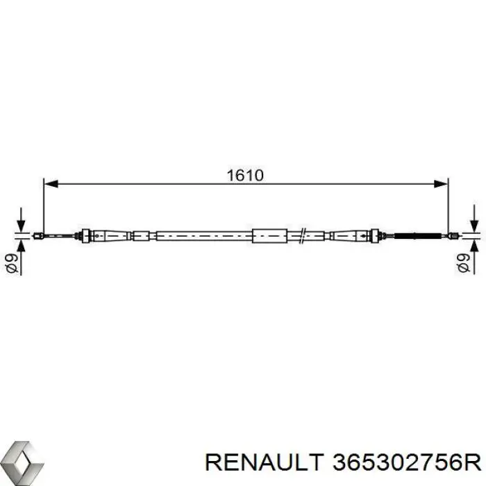 365302756R Renault (RVI) Трос ручного гальма задній, правий