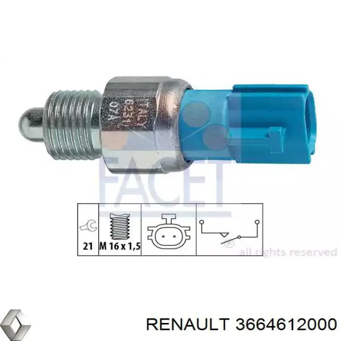 3664612000 Renault (RVI) датчик включення ліхтарів заднього ходу