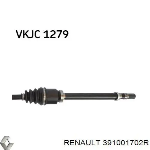Піввісь передня, права Renault (RVI) 391001702R ціна, від 78.16 USD
