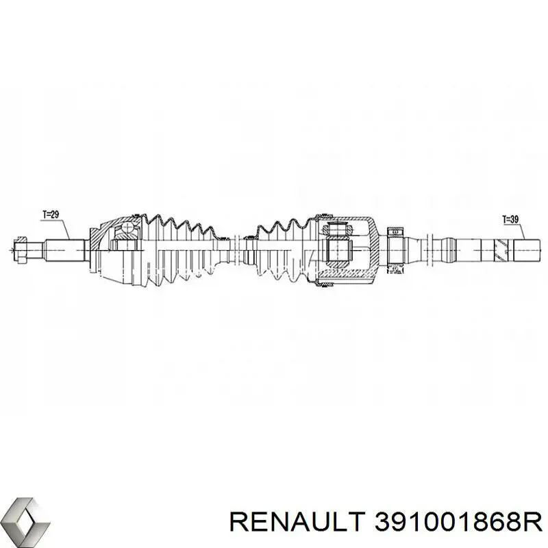 Піввісь права 391001868R Renault (RVI)
