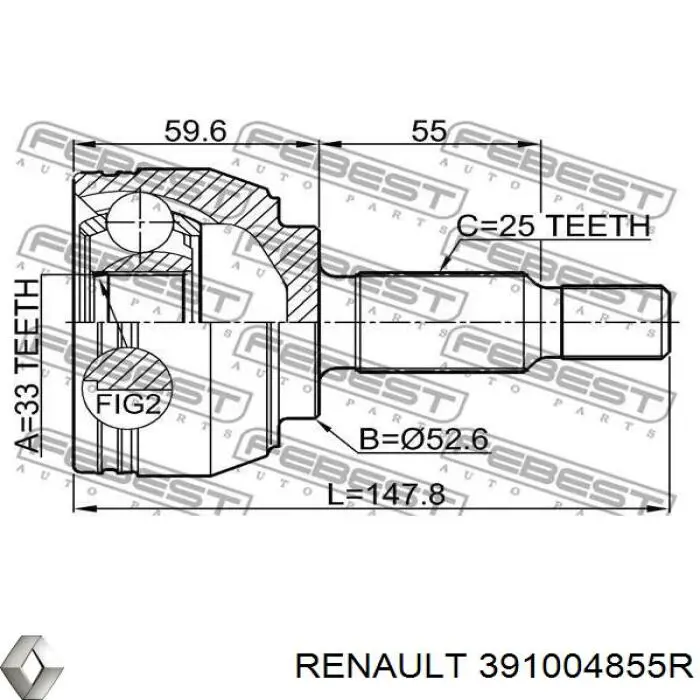391004855R Renault (RVI) Привід передній правий