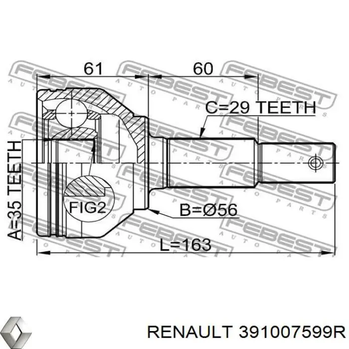 Купити 391007599R Renault (RVI) Піввісь права