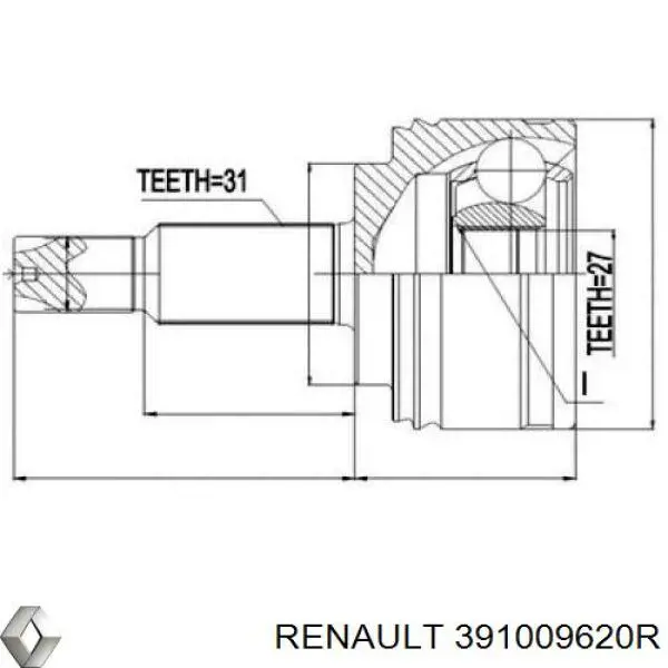 391009620R Renault (RVI) Привід передній правий