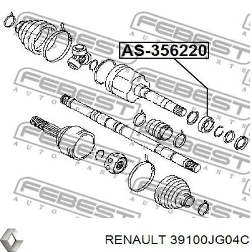39100JG04C Renault (RVI) Привід передній правий