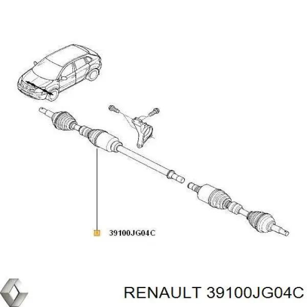 Піввісь передня, права Renault (RVI) 39100JG04C ціна, від 113.81 USD