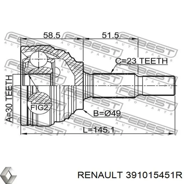 Граната колісна Renault (RVI) 391015451R ціна, від 30.57 USD