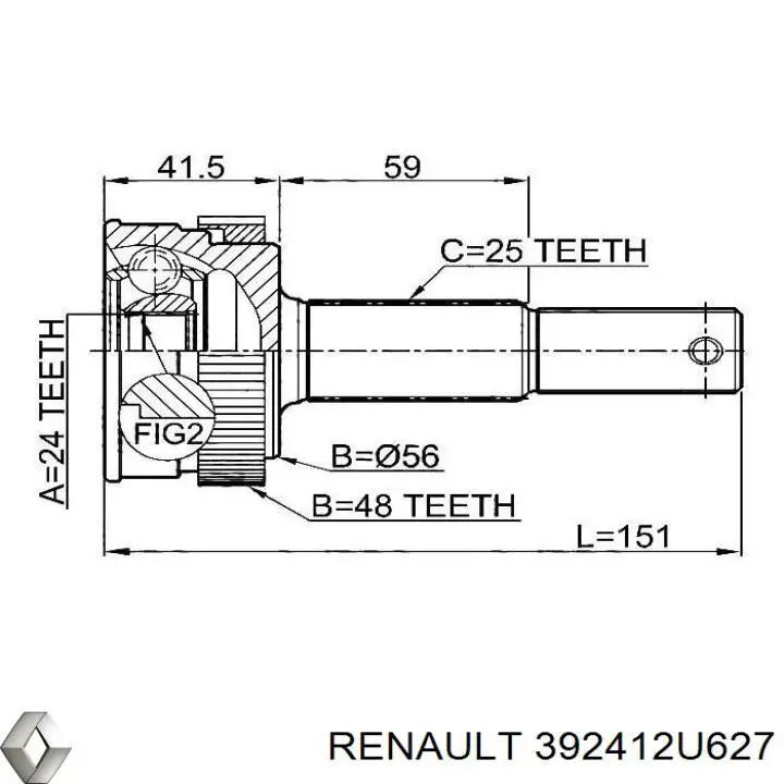Пильник зовнішньої гранати, задньої півосі Renault (RVI) 392412U627 ціна, від 6.87 USD