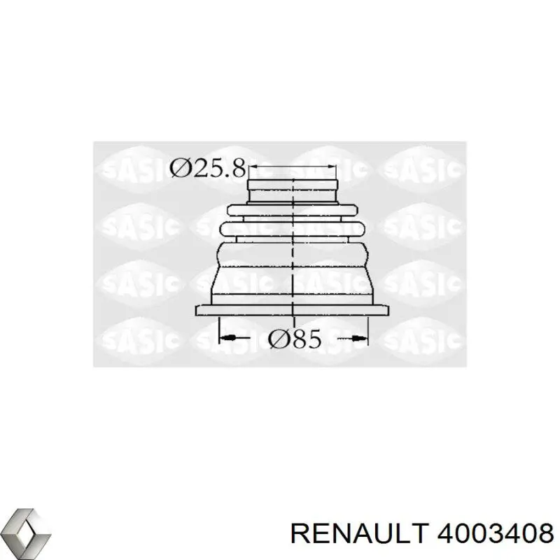 Пильник ШРУСа внутрішній лівий 4003408 Renault (RVI)