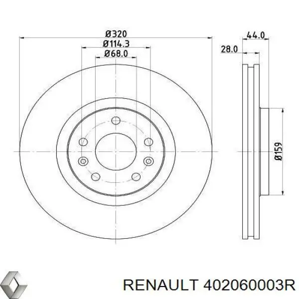 402060003R Renault (RVI) Гальмо дискове переднє