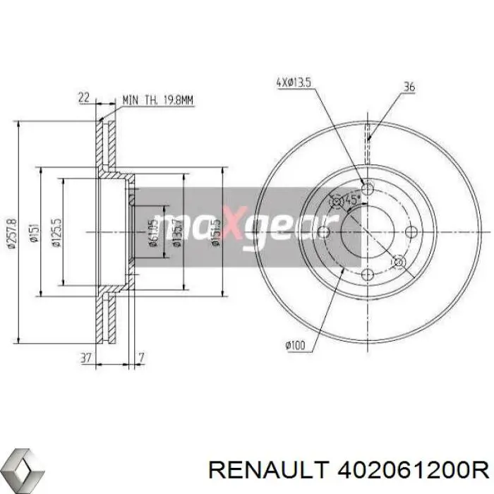 Гальмівні диски передні 402061200R Renault (RVI)