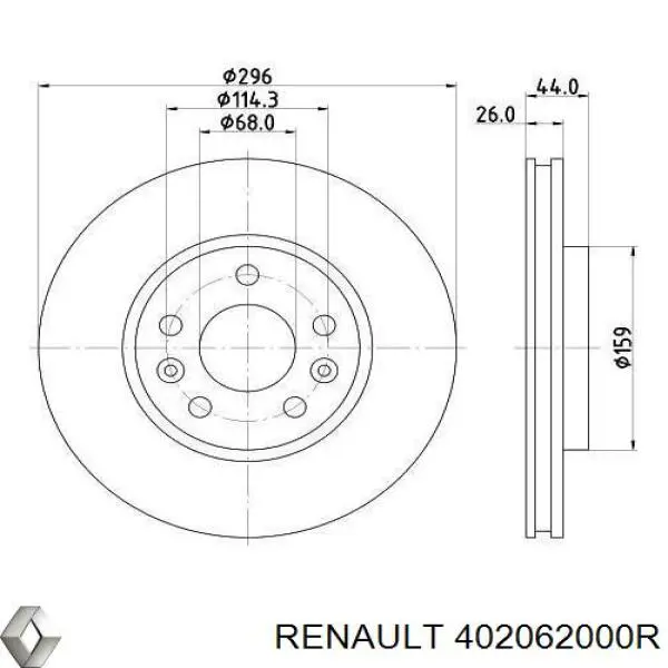 Диск гальмівний передній 402062000R Renault (RVI)