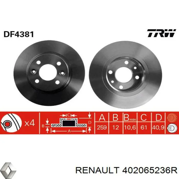 402065236R Renault (RVI) диск гальмівний передній