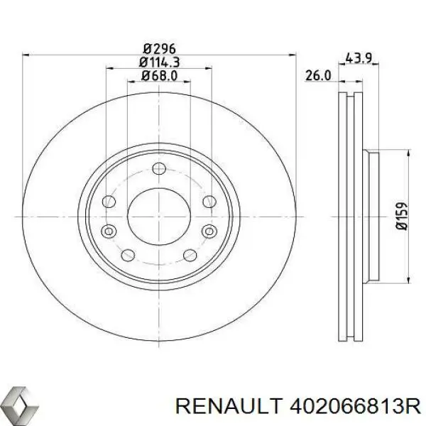 Диск переднього гальма Renault (RVI) 402066813R ціна, від 51.80 USD