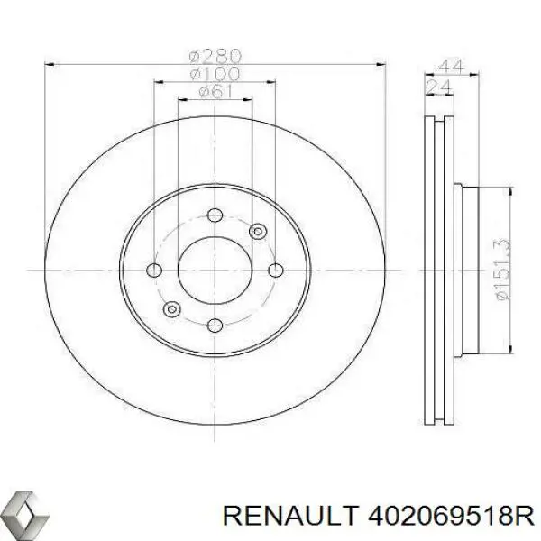 402069518R Renault (RVI) диск гальмівний передній
