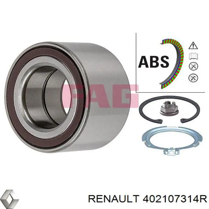 Комплект підшипник маточини передньої Renault (RVI) 402107314R ціна, від 41.61 USD
