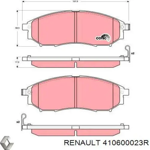 Гальмівні колодки Renault (RVI) 410600023R ціна, від 30.41 USD