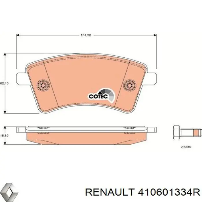 Купити 410601334R Renault (RVI) Колодки гальмівні передні, дискові