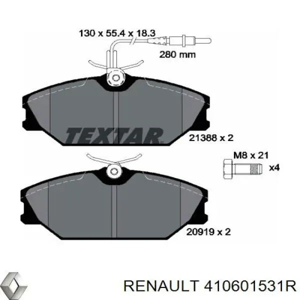 Купити 410601531R Renault (RVI) Колодки гальмівні передні, дискові