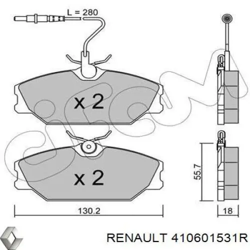 Передні тормозні колодки 410601531R Renault (RVI)