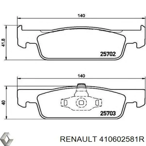 410602581R Renault (RVI) колодки гальмівні передні, дискові