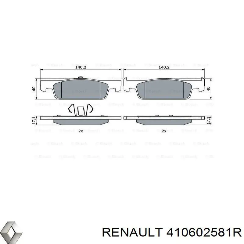 Гальмівні колодки Renault (RVI) 410602581R ціна, від 29.59 USD