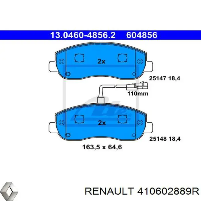 Купити 410602889R Renault (RVI) Колодки гальмівні передні, дискові