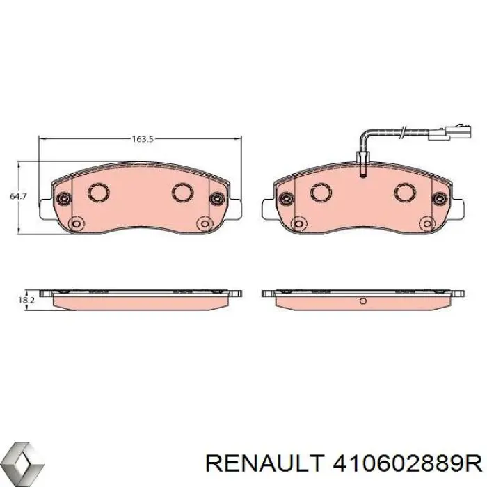 Передні тормозні колодки 410602889R Renault (RVI)