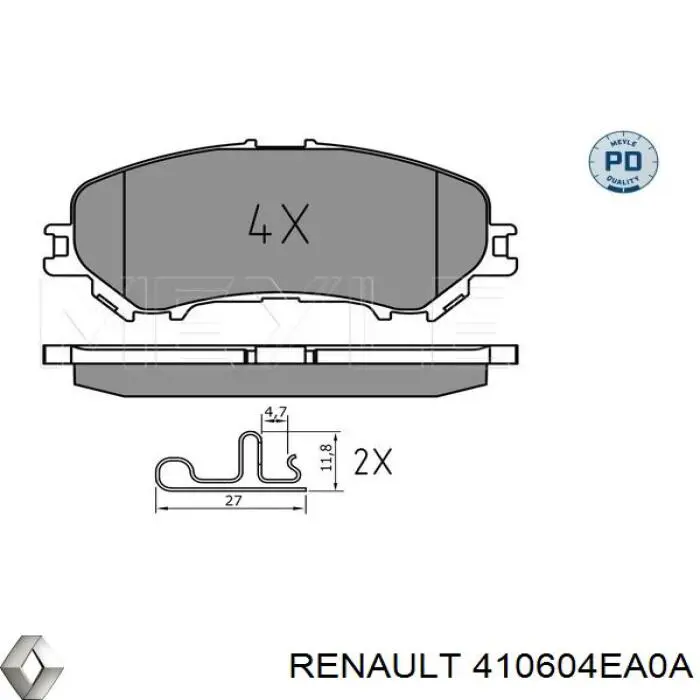 Гальмівні колодки Renault (RVI) 410604EA0A ціна, від 33.82 USD