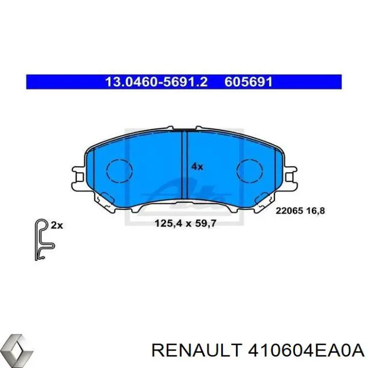 Купити 410604EA0A Renault (RVI) Колодки гальмівні передні, дискові