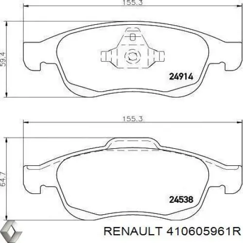 410605961R Renault (RVI) колодки гальмівні передні, дискові