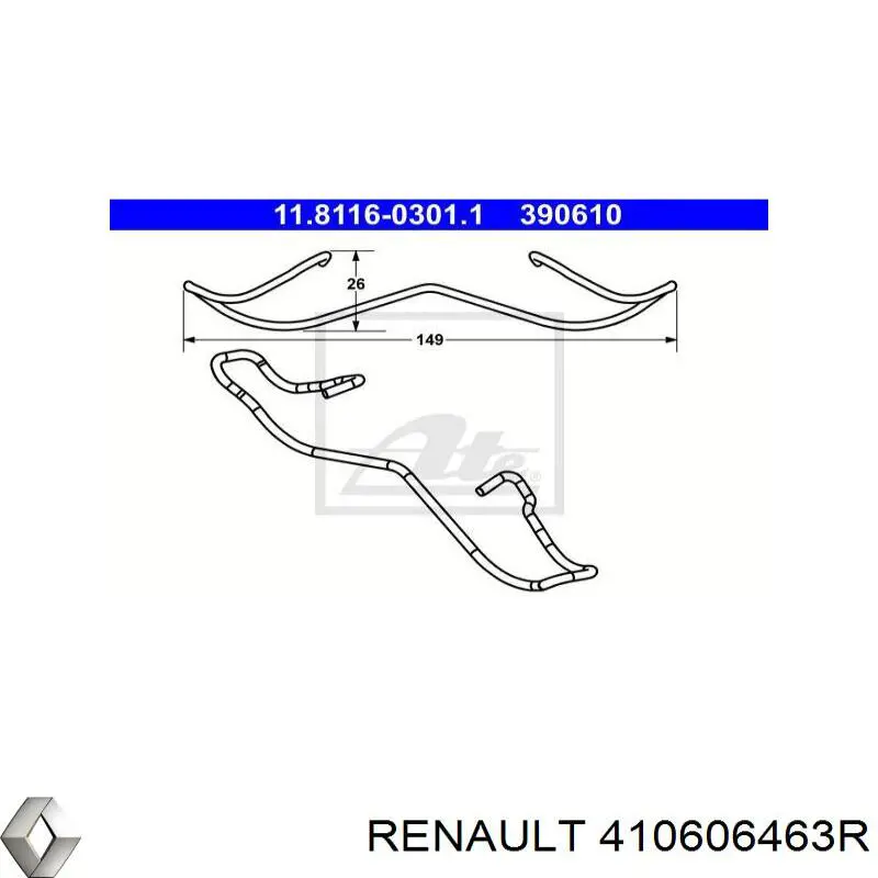 Купити 410606463R Renault (RVI) Комплект пружинок кріплення дискових колодок, передніх