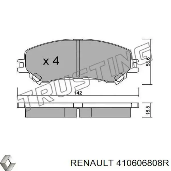 Купити 410606808R Renault (RVI) Колодки гальмівні передні, дискові