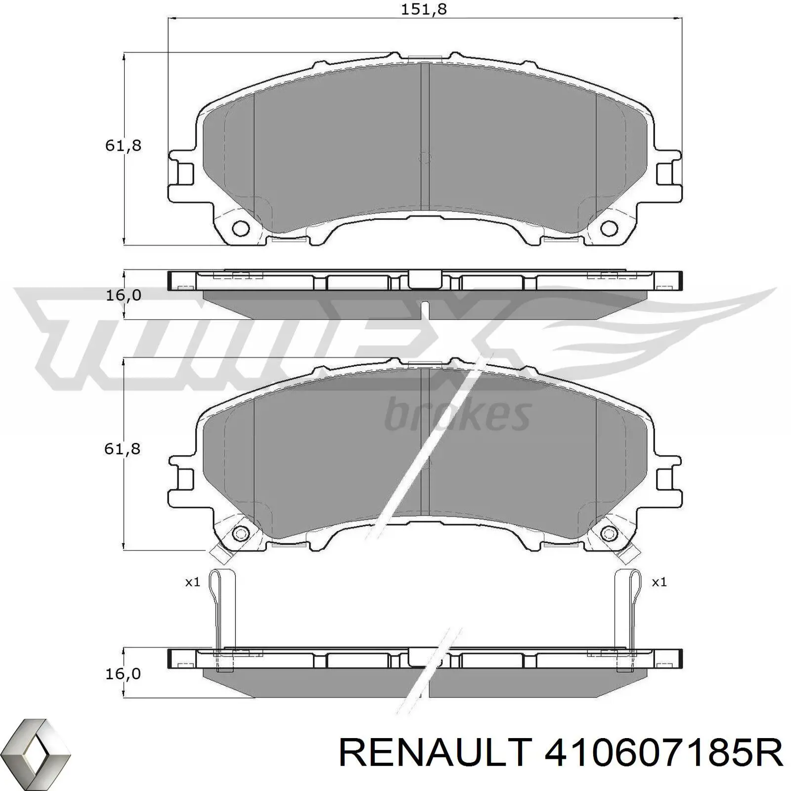 410607185R Renault (RVI) Передні гальмівні колодки
