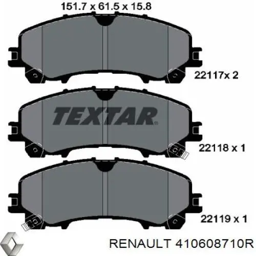 Купити 410608710R Renault (RVI) Колодки гальмівні передні, дискові