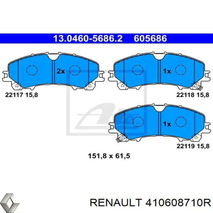 410608710R Renault (RVI) колодки гальмівні передні, дискові