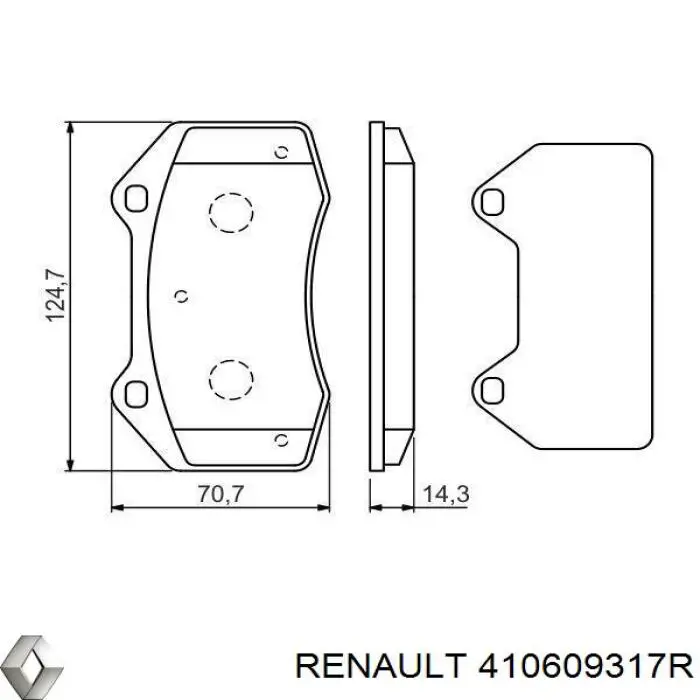 Гальмівні колодки Renault (RVI) 410609317R ціна, від 31.92 USD