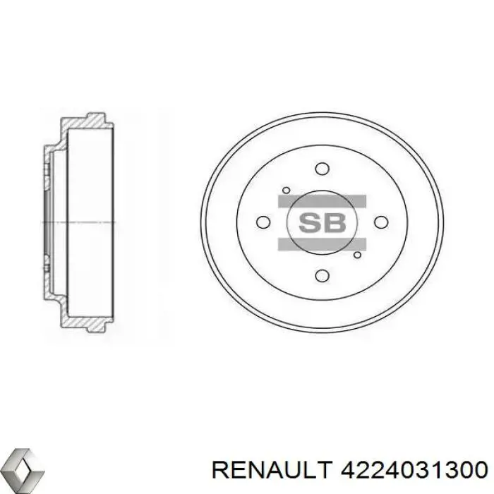 Барабан гальмівний задній Renault (RVI) 4224031300 ціна, від 39.33 USD