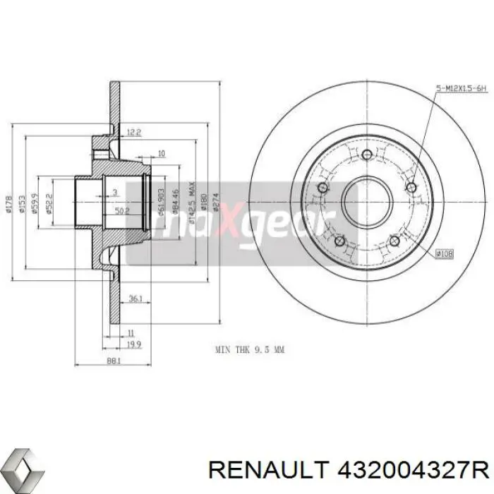 432004327R Renault (RVI) диск гальмівний задній