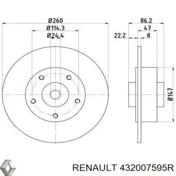 Диск гальмівний задній 432007595R Renault (RVI)