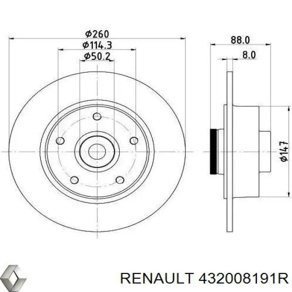 Купити 432008191R Renault (RVI) Диск заднього гальма