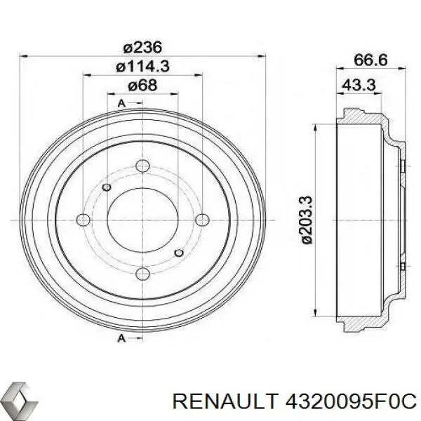 Барабан гальмівний задній 4320095F0C Renault (RVI)