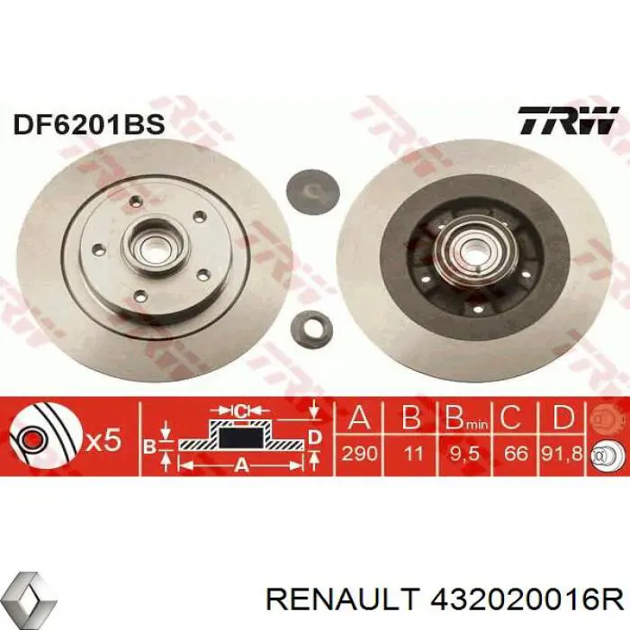 Задні дискові гальма Renault (RVI) 432020016R ціна, від 93.63 USD