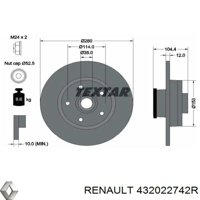 Купити 432022742R Renault (RVI) Диск заднього гальма