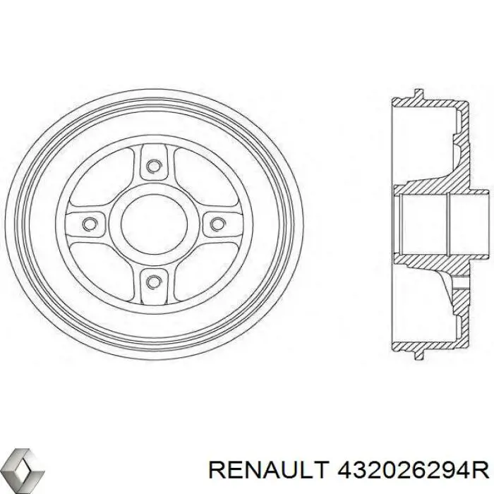 Барабан гальмівний задній Renault (RVI) 432026294R ціна, від 30.43 USD