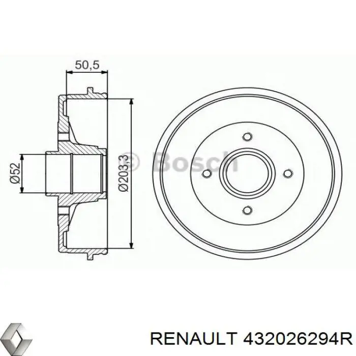 Купити 432026294R Renault (RVI) Барабан гальмівний задній