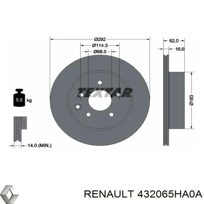 Диск гальмівний задній 432065HA0A Renault (RVI)