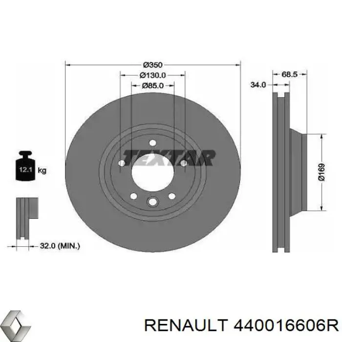 Супорт задній правий 440016606R Renault (RVI)
